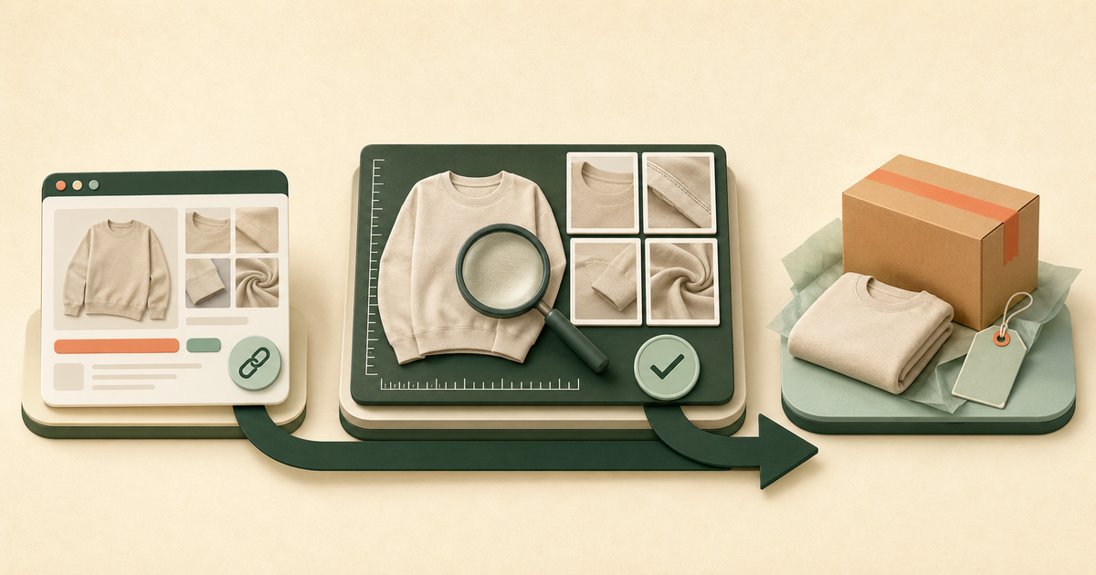 Editorial illustration of source research, warehouse review and parcel planning